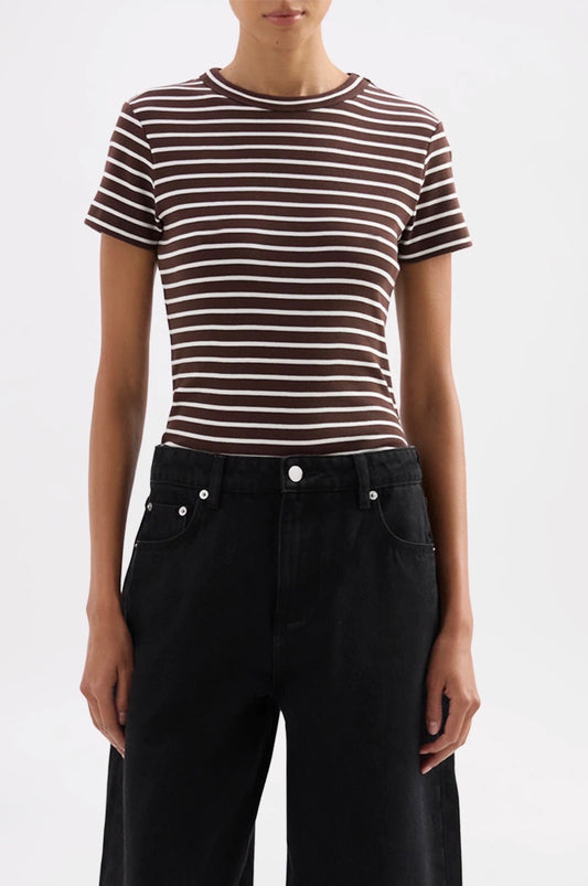 Nude Lucy Organic Stripe Baby Tee in Choc Stripe