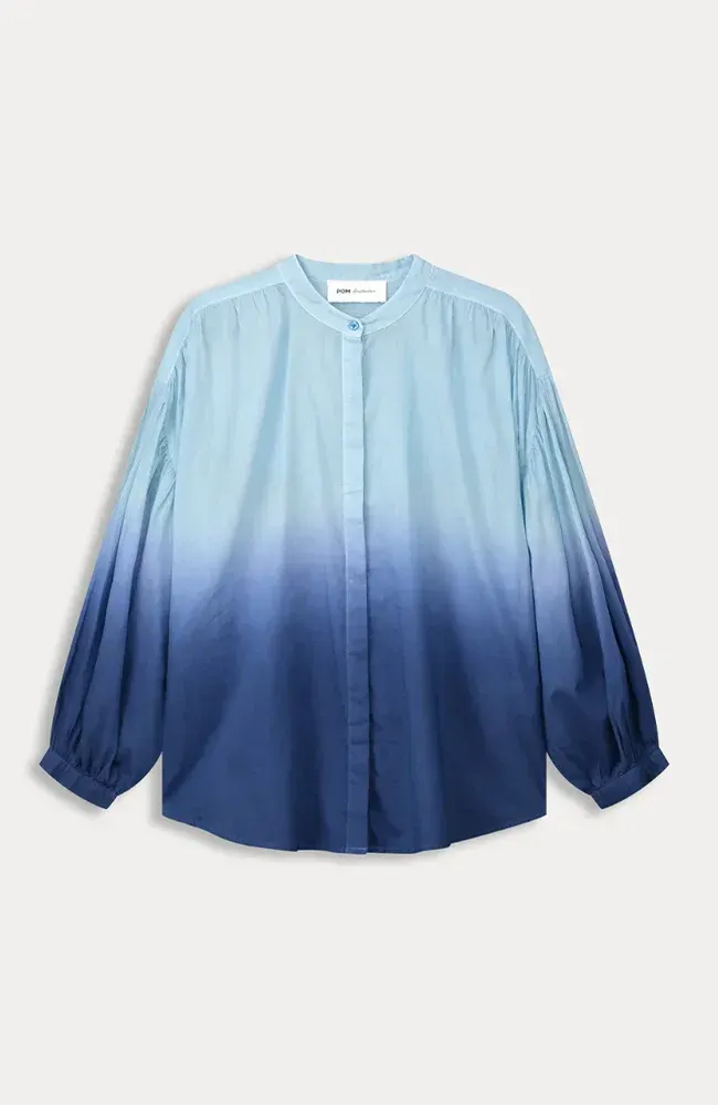 POM Amsterdam Blouse in Faded Ink Blue - the tartan fox