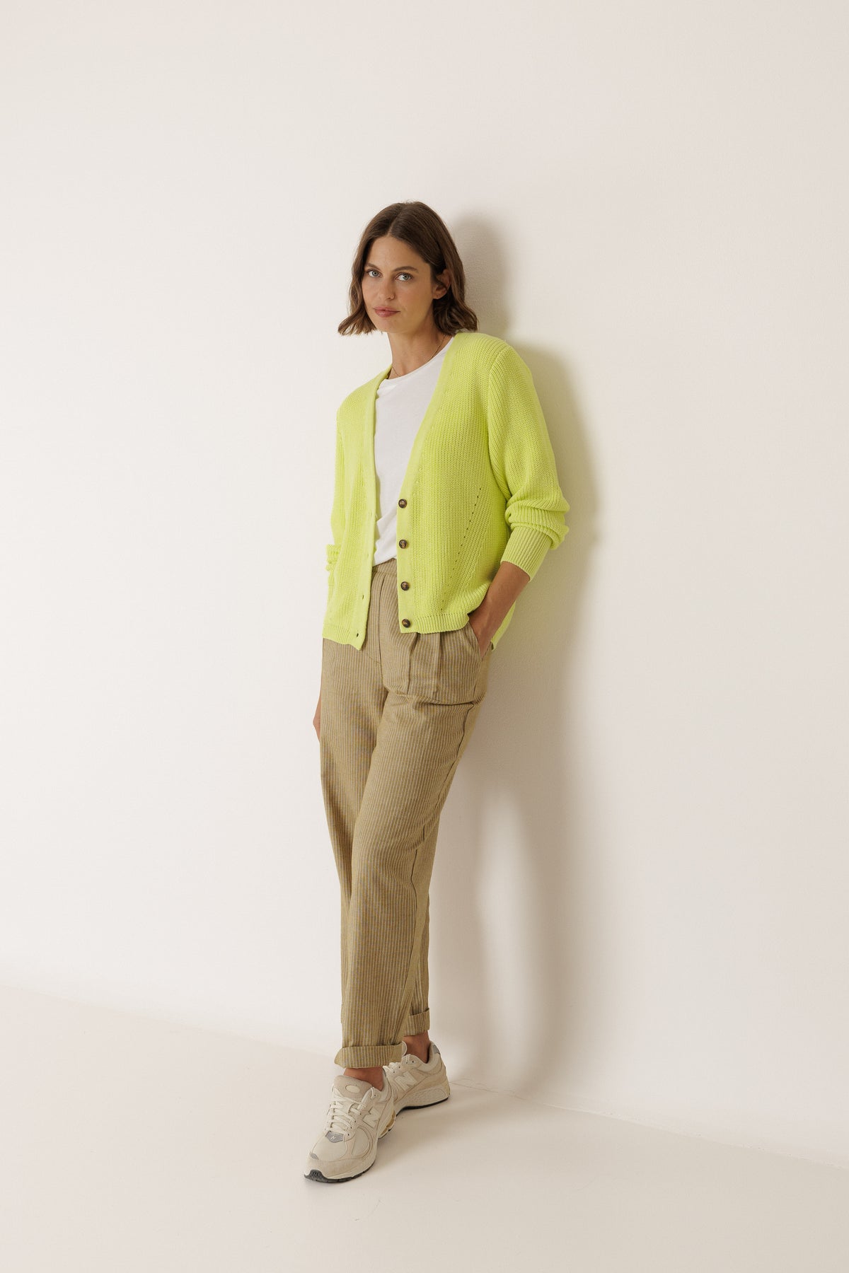Indi & Cold Organic Cotton Knitted Cardigan in Amarillo