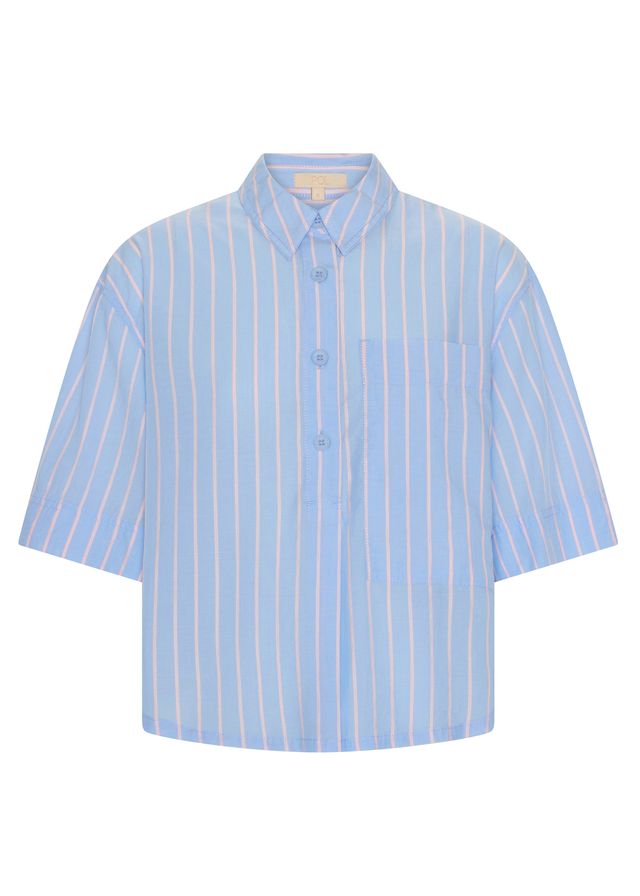 POL Aubin Camp Shirt Blue/Pink Stripe