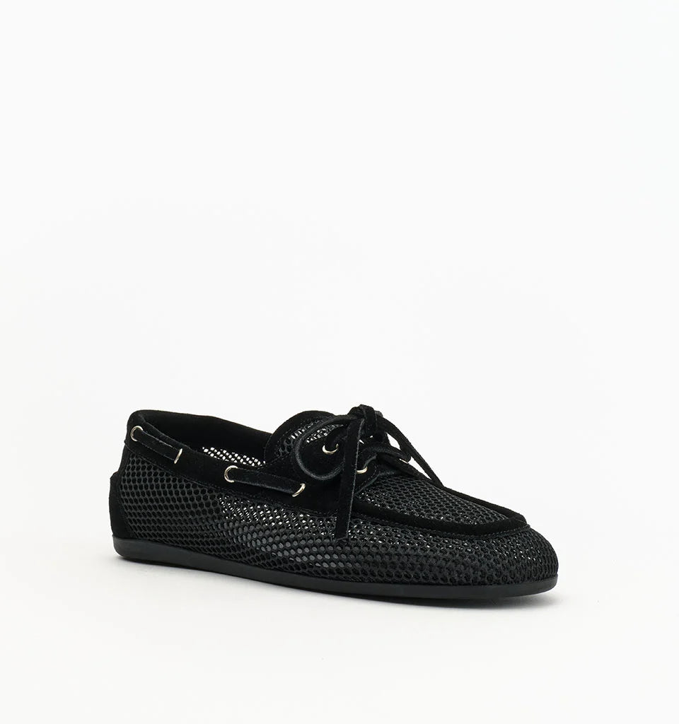 Alias Mae Teddy Mesh Boat Shoe in Black
