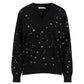 Coster V Neck Knit in Black with Foil Print