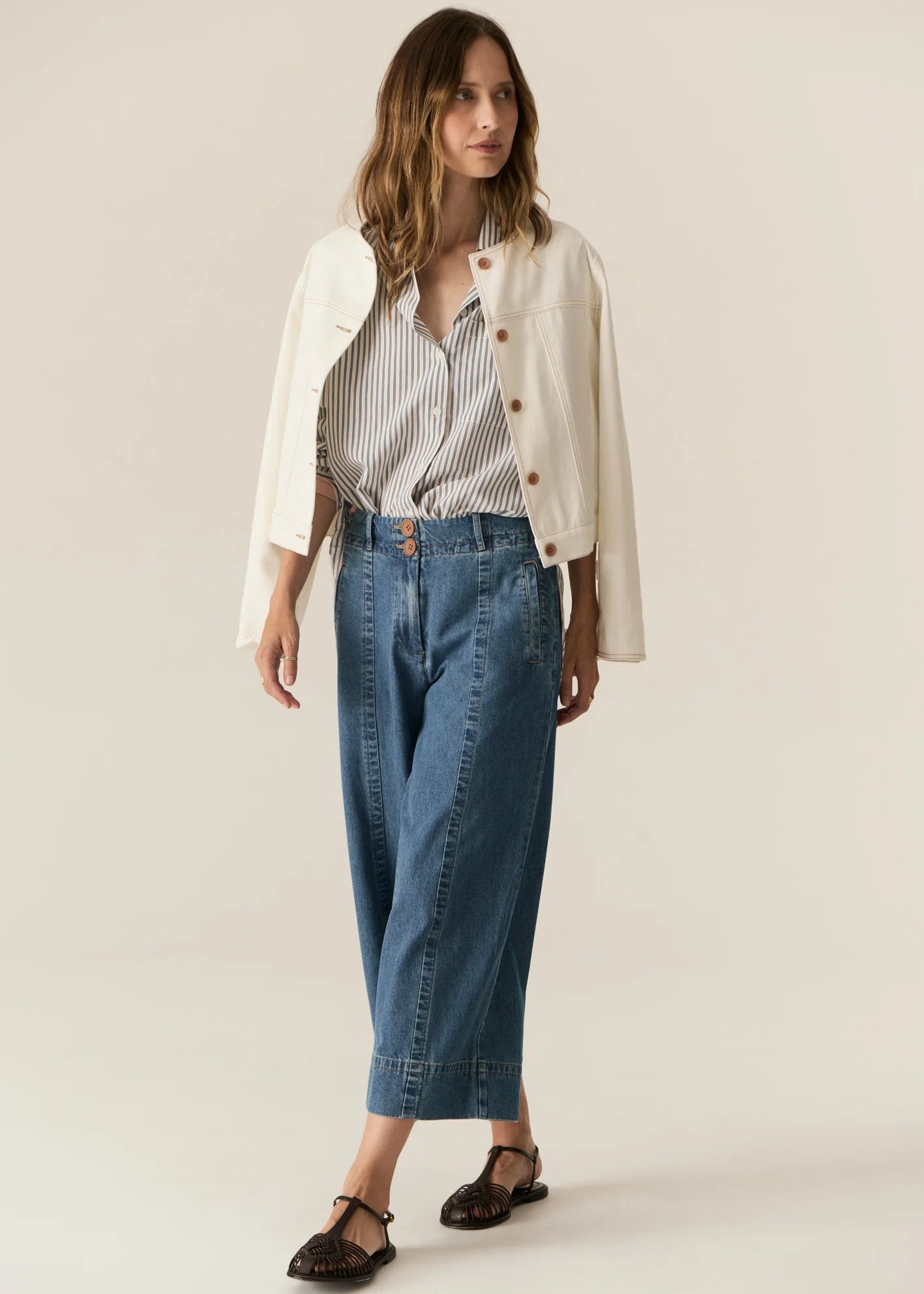 POL Carsen Crop Denim Pant in Light Wash