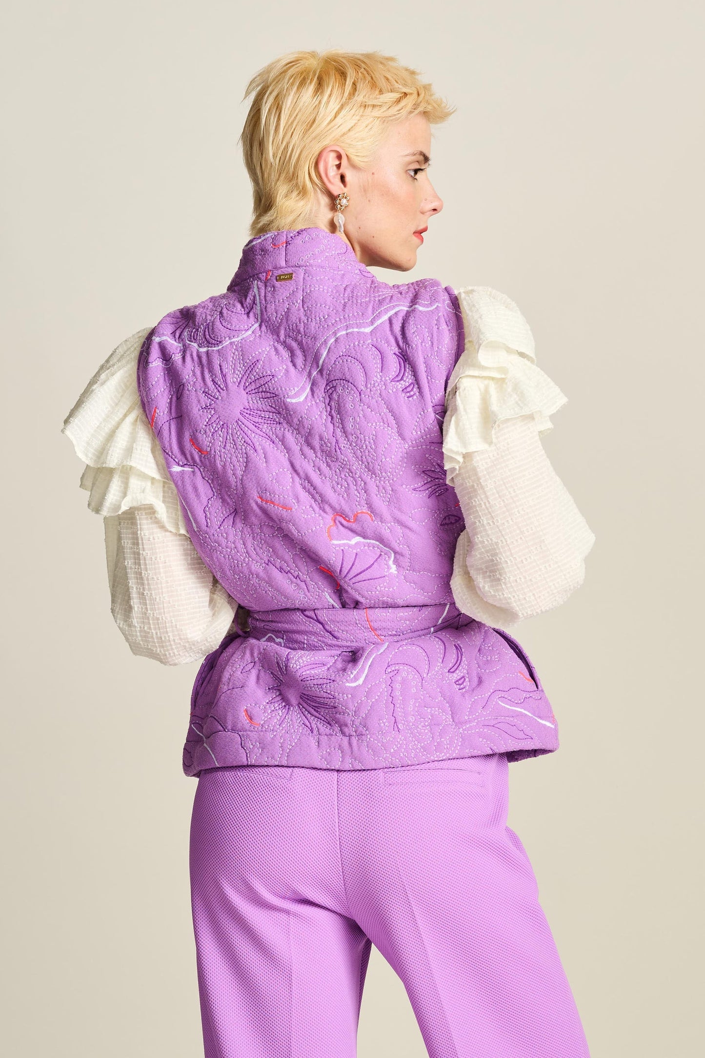 POM Amsterdam Quilted Vest in Purple