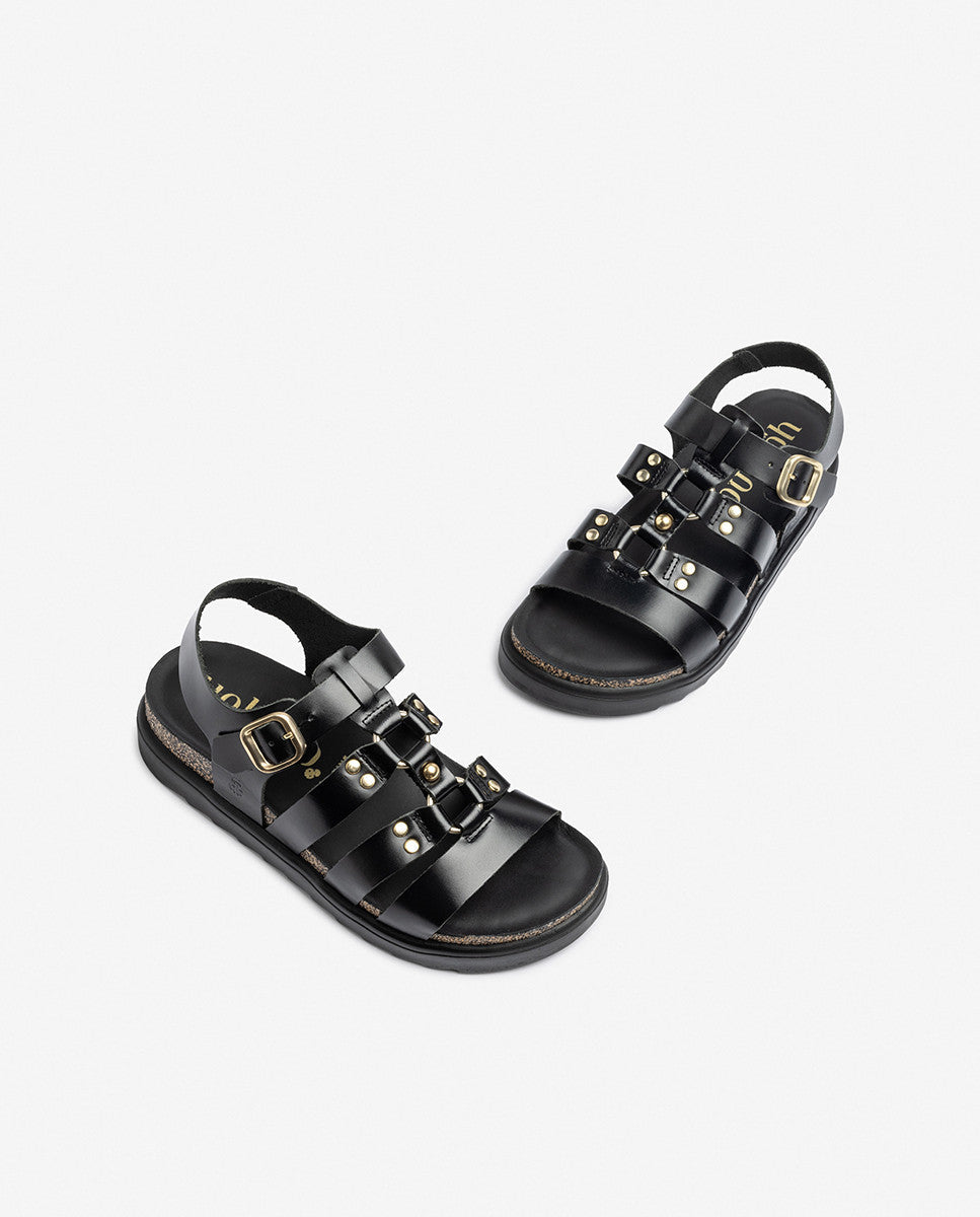 Yokono Tunez 255 Leather Sandal in Black