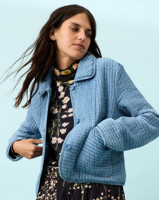 Nancybird Nadia Quilted Jacket in Denim