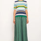 POL Clothing Lido Multi Knit Tee in Green Multi Stripe