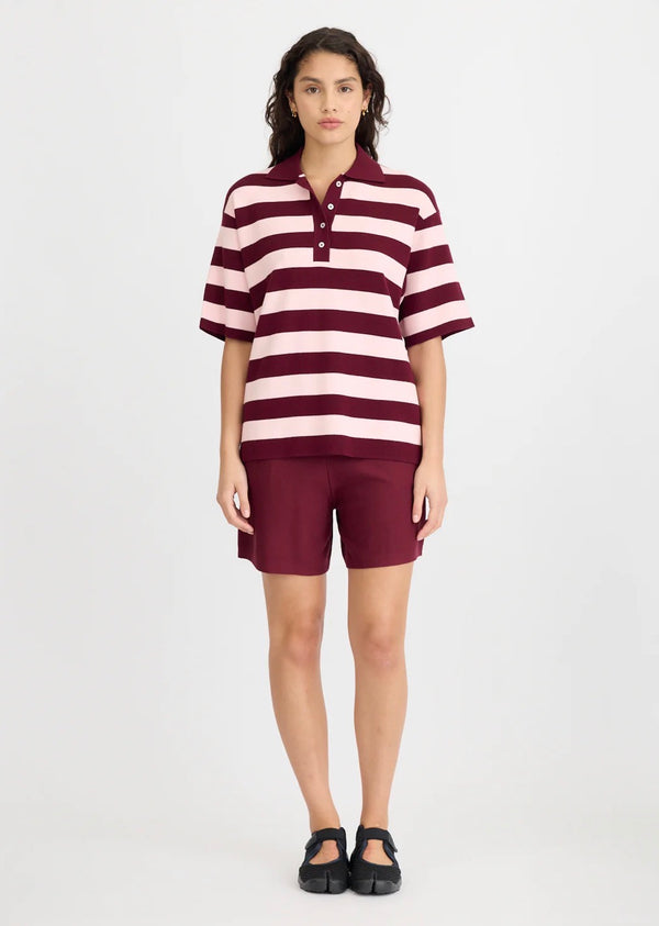 LMND Rossy Knit Polo Cherry / Soft Pink