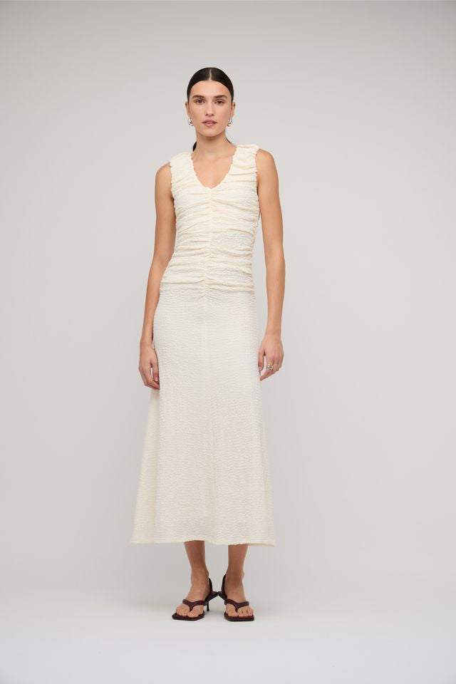 Staple the Label Lyric Gathered Midi Dress Cream