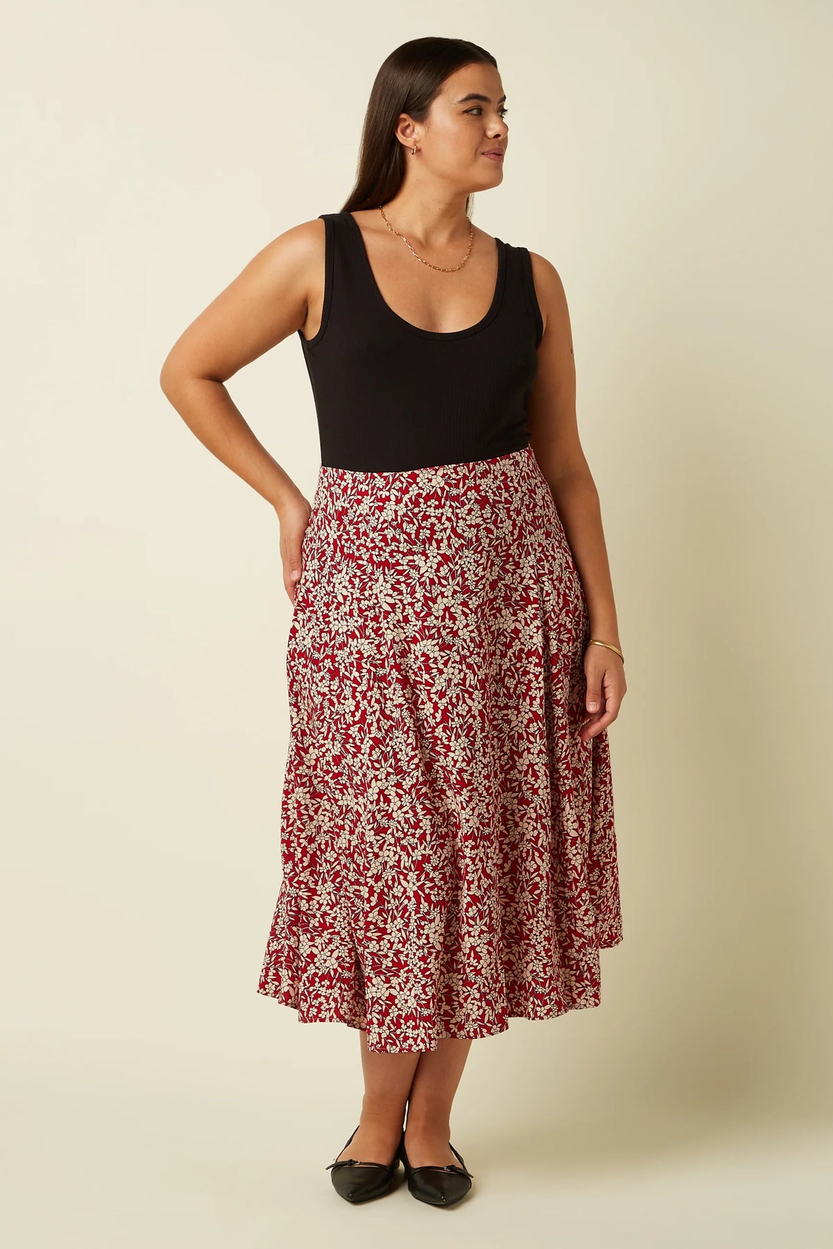 King Louie Laia Skirt Paradis in Chilli Red Floral