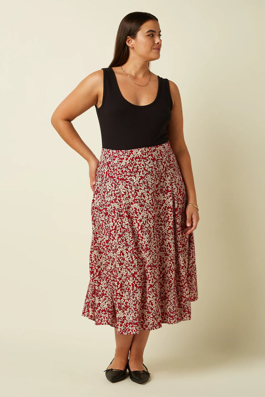 King Louie Laia Skirt Paradis in Chilli Red Floral