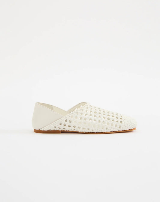 Nude Lucy Etta Crochet Flat White