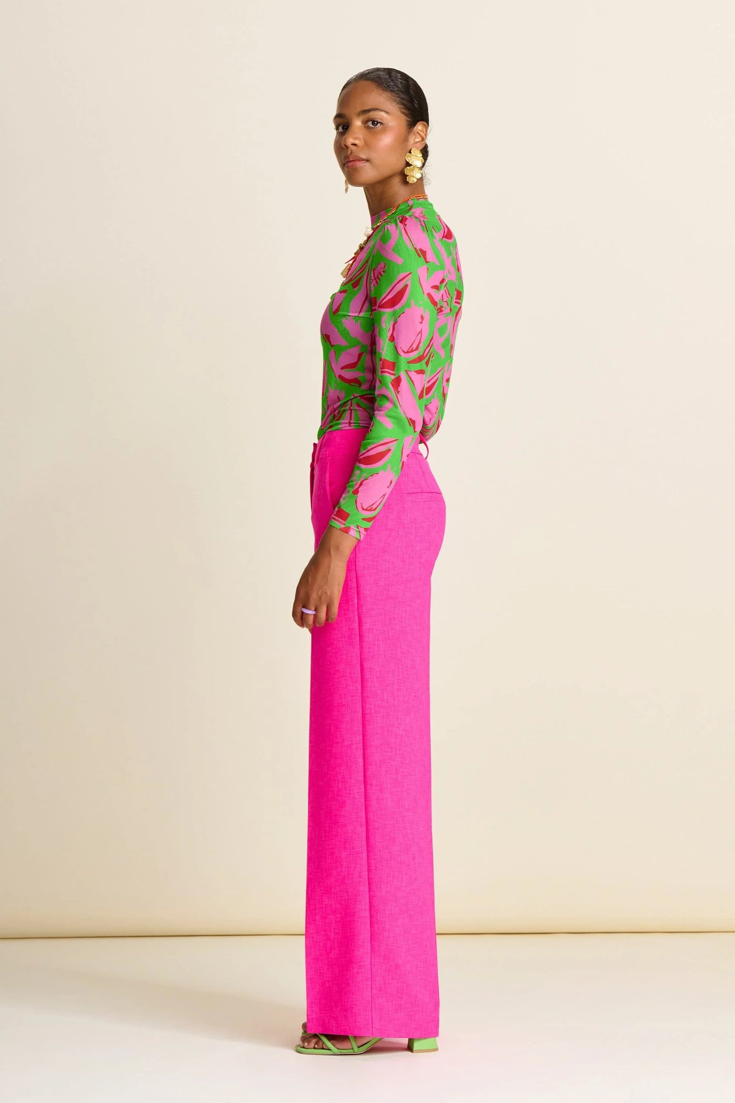 POM Amsterdam Wide Leg Pant in Pink Glow