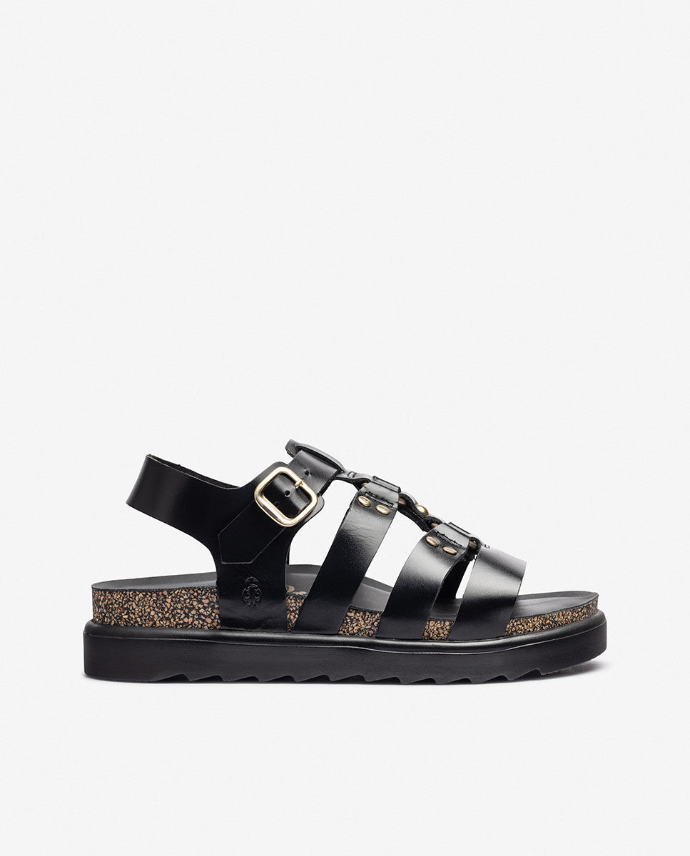 Yokono Tunez 255 Leather Sandal in Black