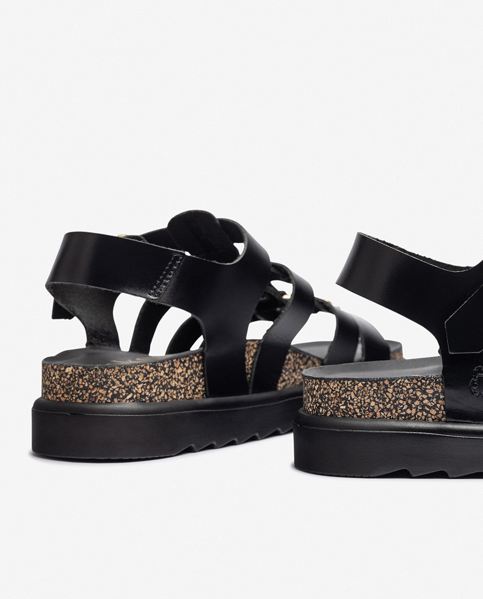 Yokono Tunez 255 Leather Sandal in Black