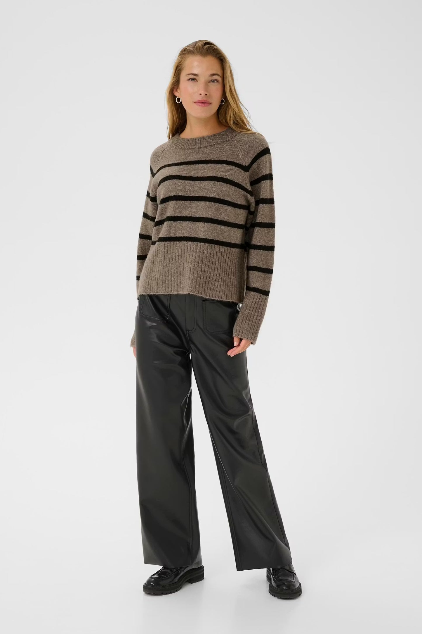 Kaffe KAerin Knit Pullover Morel Melange / Black Stripe