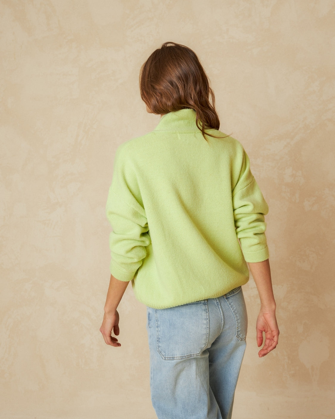 Indi & Cold Knitted Jumper with Shawl Collar in Sorbet