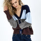 Coster Colourblock Knit Cardigan with Furry Sleeves