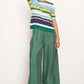 POL Clothing Lido Multi Knit Tee in Green Multi Stripe