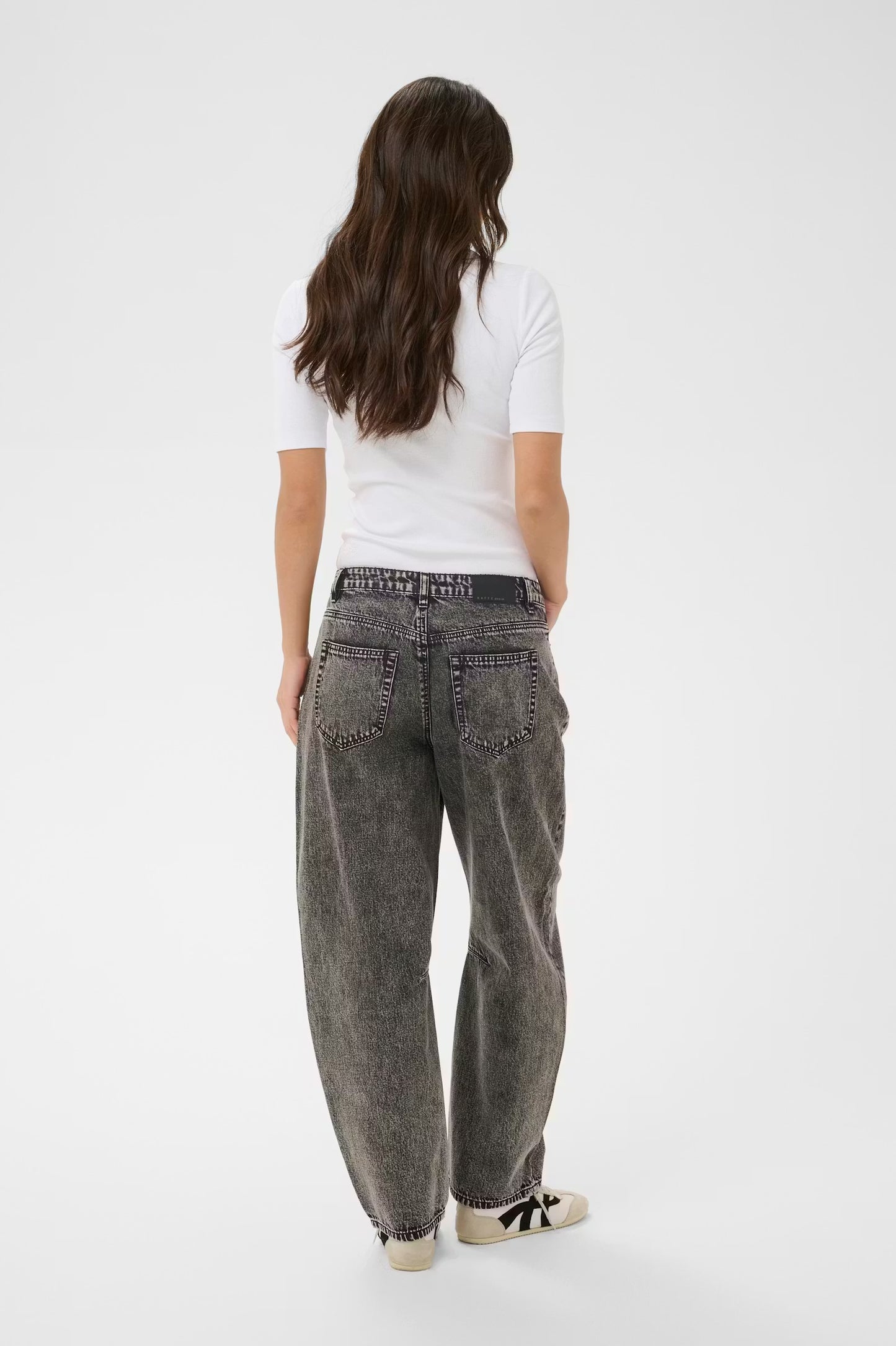 Kaffe KAross Barrel Leg Jeans Dark Grey Washed Denim