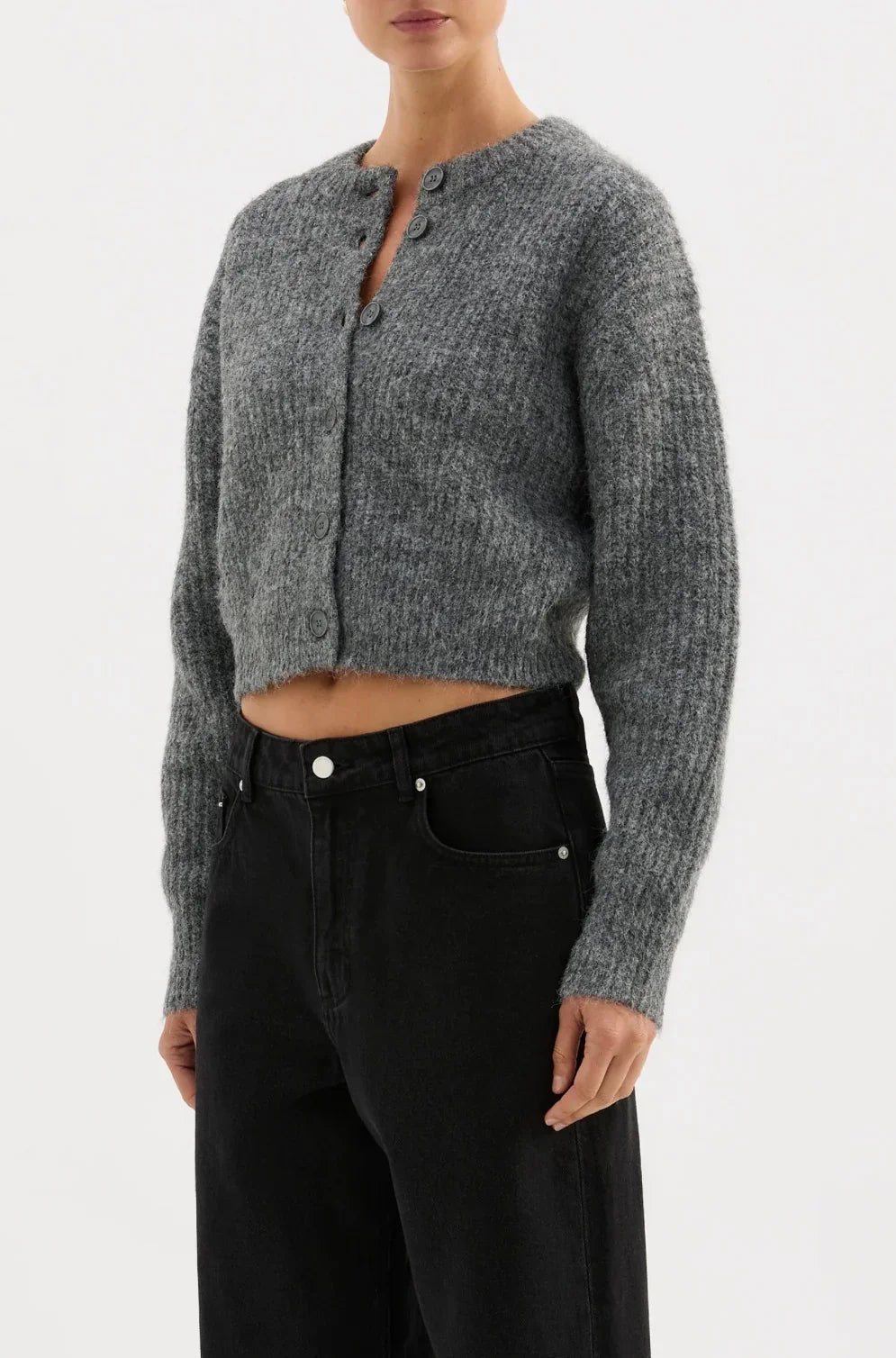 Nude Lucy Nixon Cropped Cardigan Charcoal