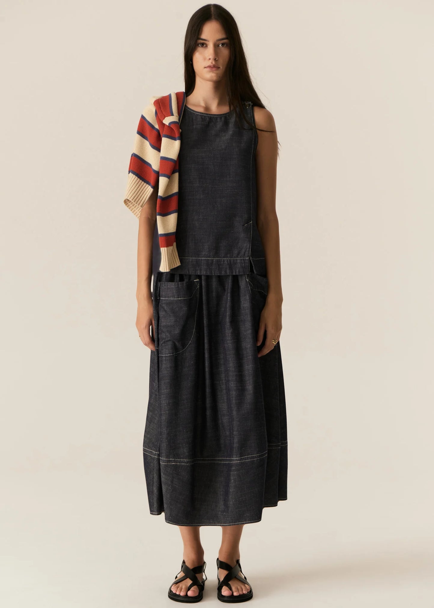 POL Avrid Chambray Bubble Skirt
