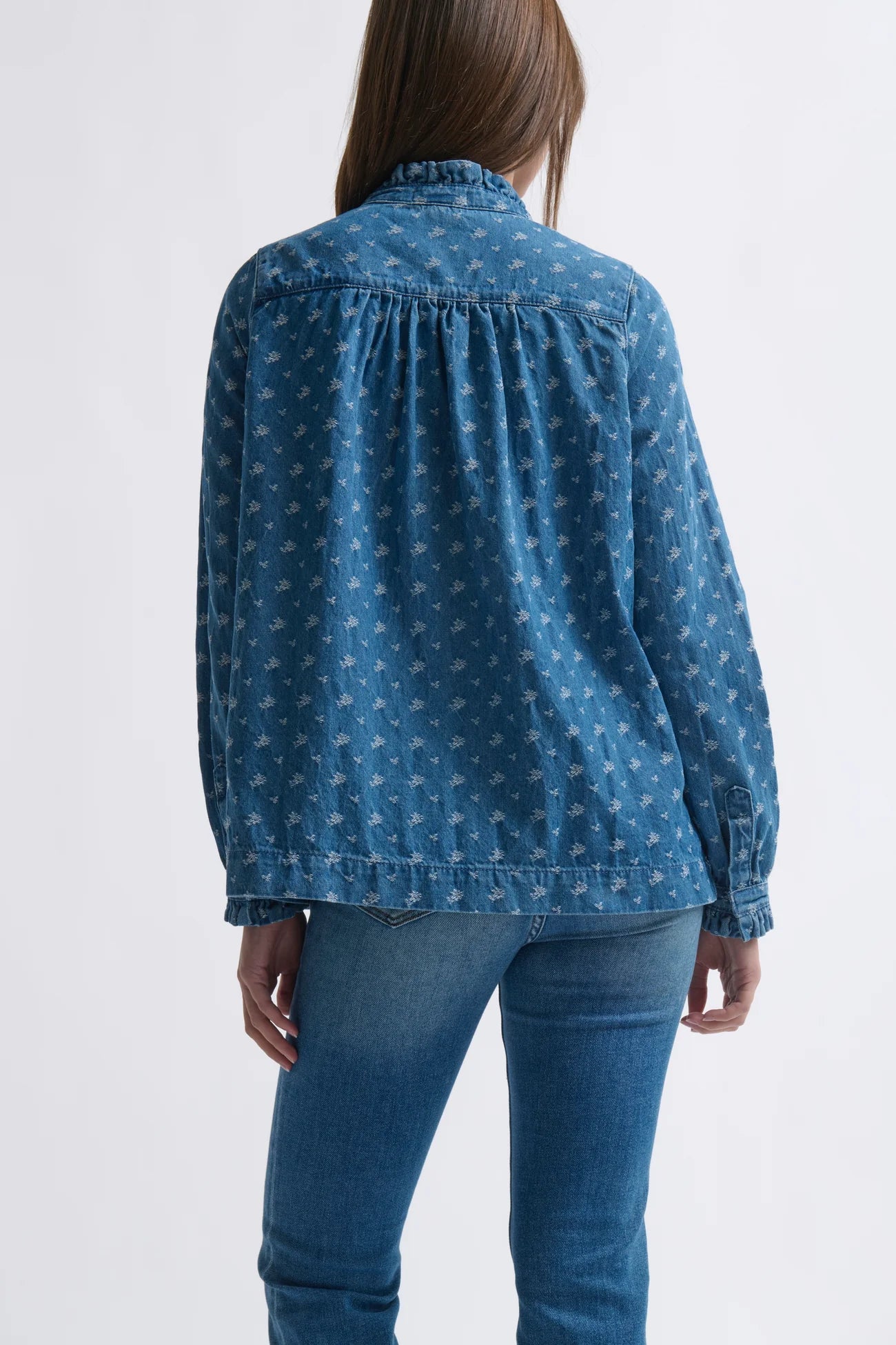 Kireina Tamara Denim Shirt with Flowers