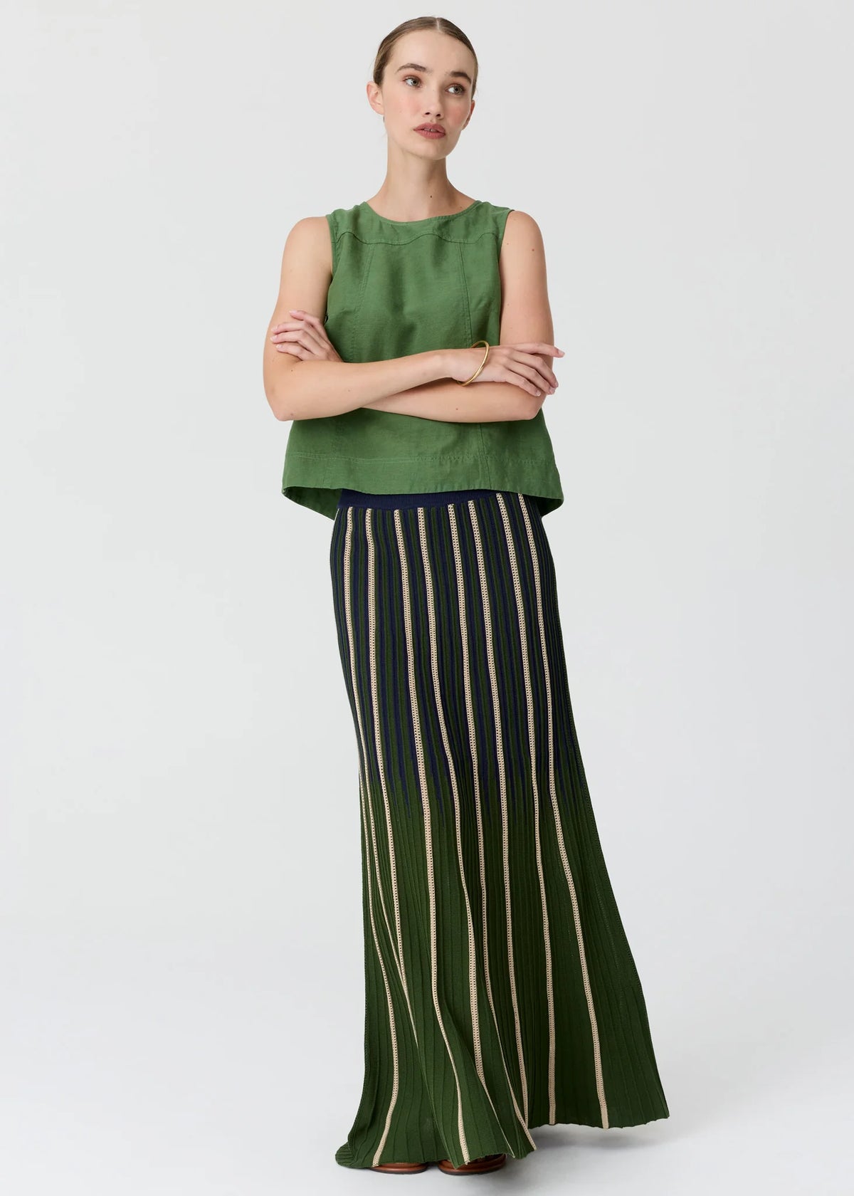 POL Frankie Button Tank Top in Fern