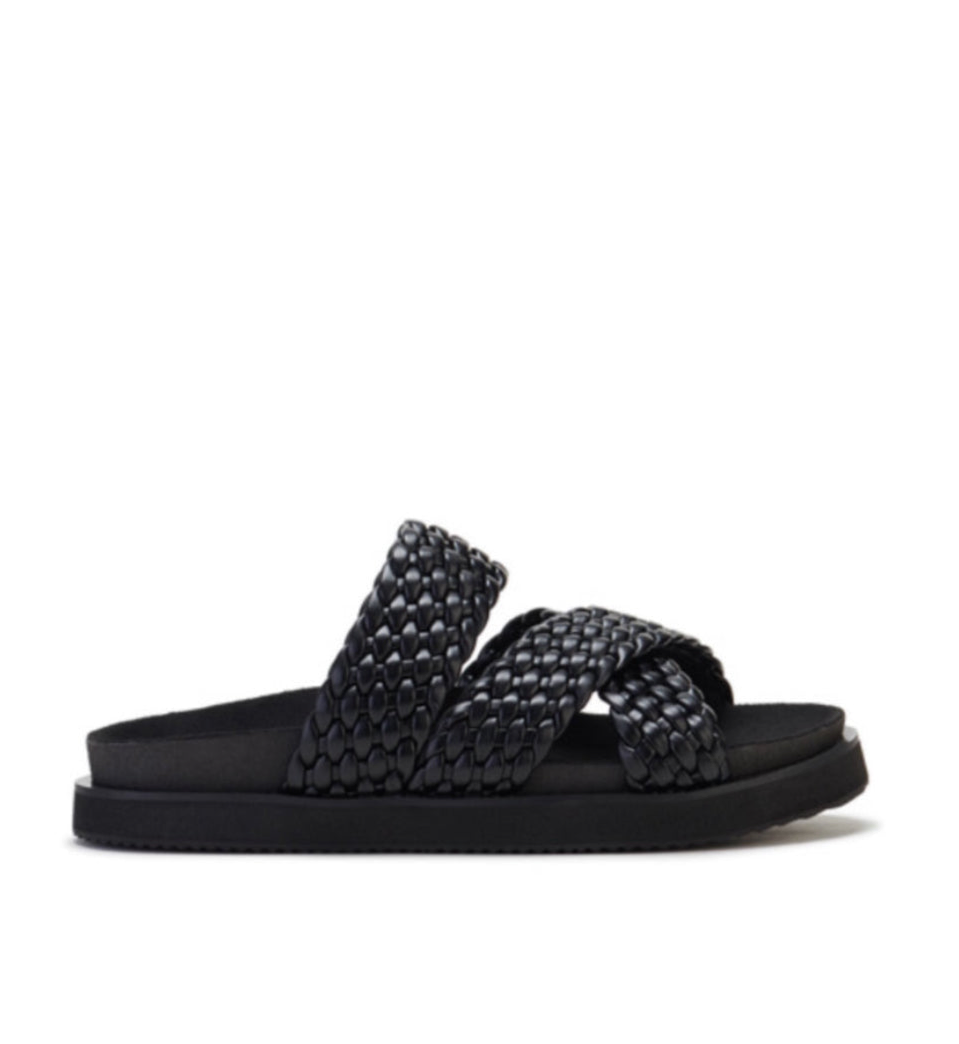 Rollie Rhodes Cross Slide in Black Weave Leather