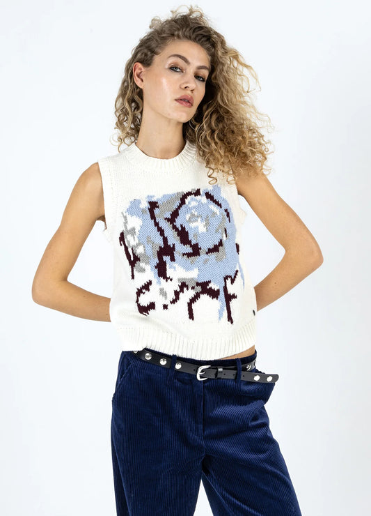 Coster Knit Vest with Rose