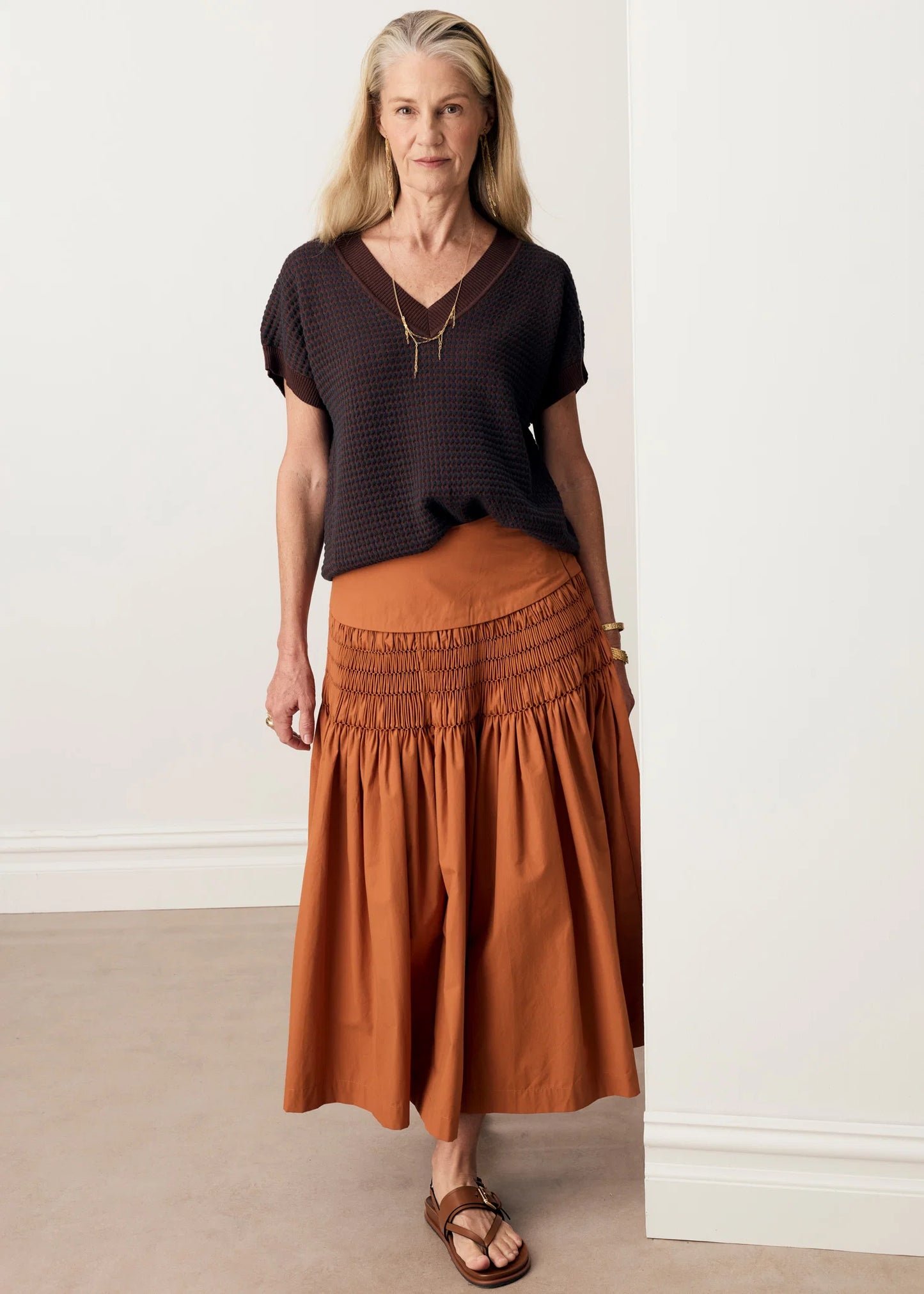 POL Evlyn Knit Top Choc/Ink