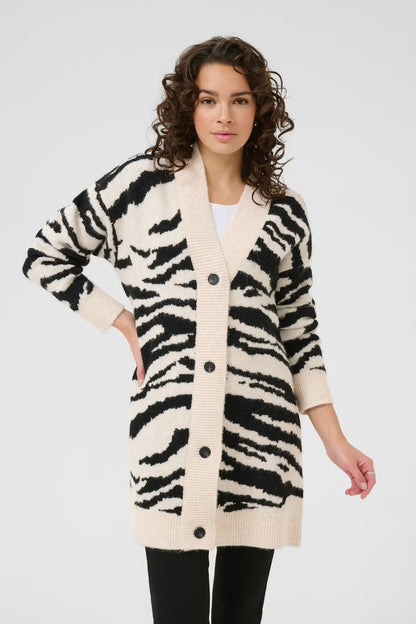 Kaffe KAsandra Knit Cardigan Turtledove / Black Animal Print