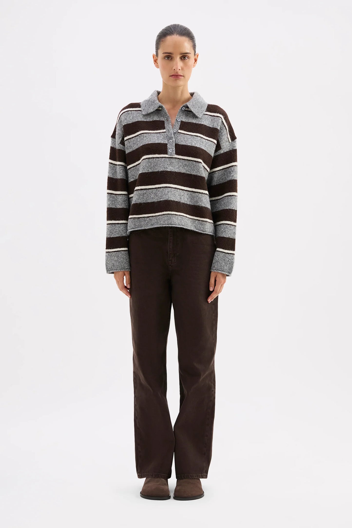 Nude Lucy Maia Rugby Knit in Charcoal Stripe