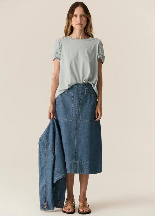POL Carsen Denim Skirt in Light Wash
