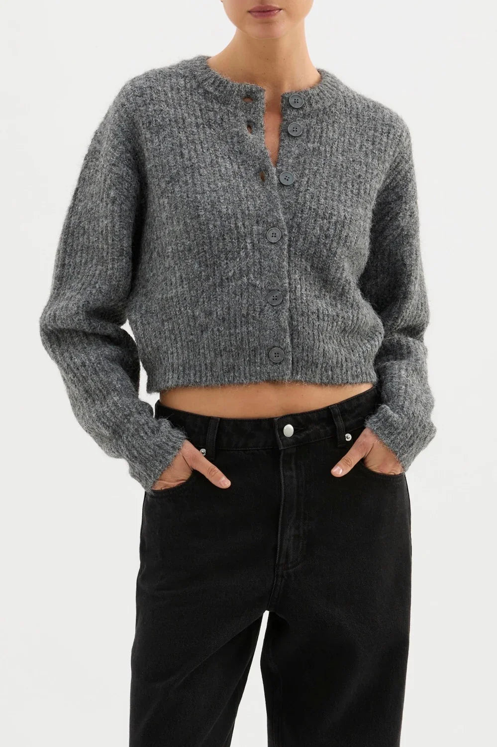 Nude Lucy Nixon Cropped Cardigan Charcoal