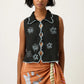 Nancybird Tuva Vest in Charcoal Embroidered