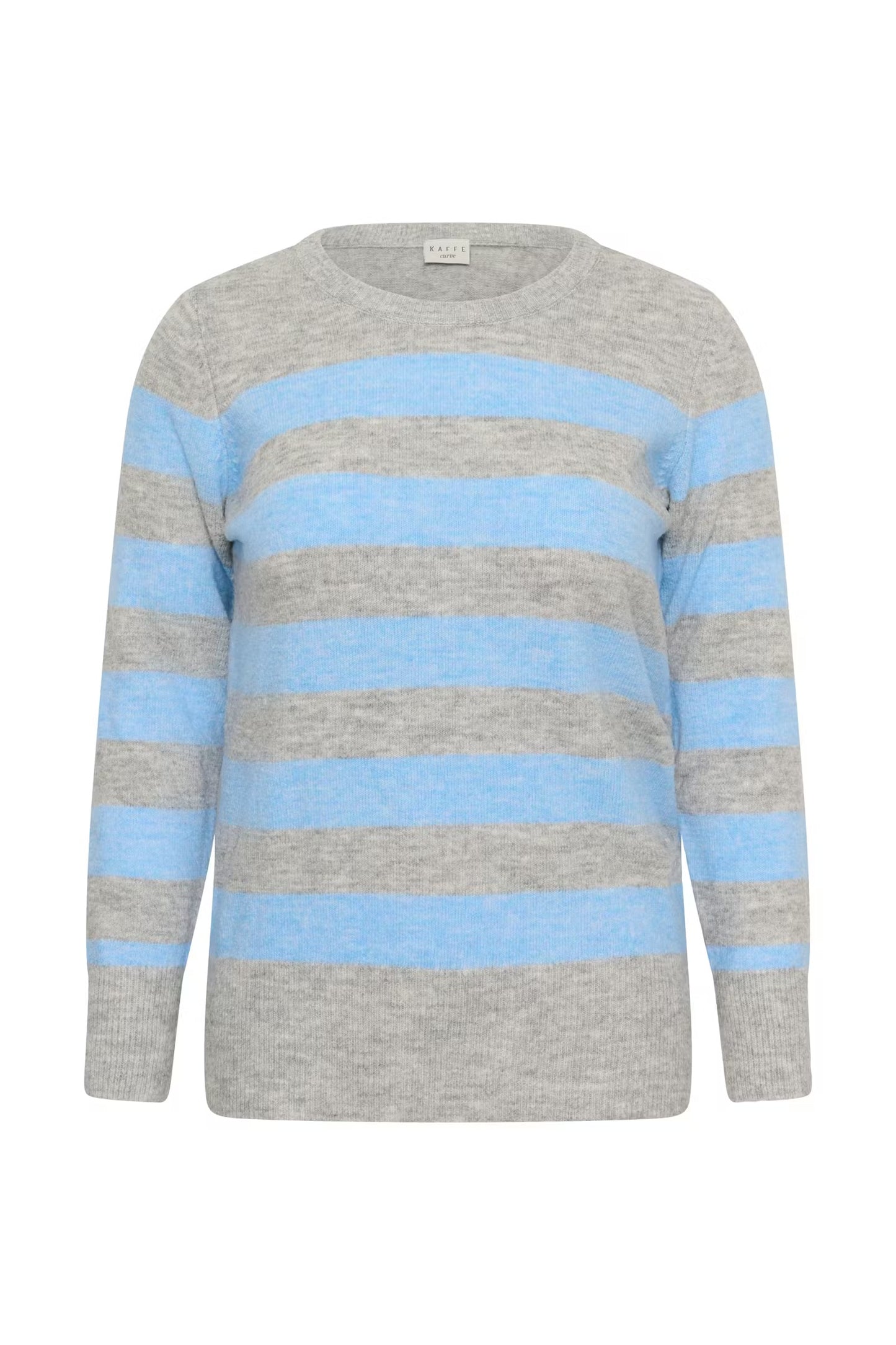 Kaffe KAniel Striped Pullover Light Grey / Blue Melange