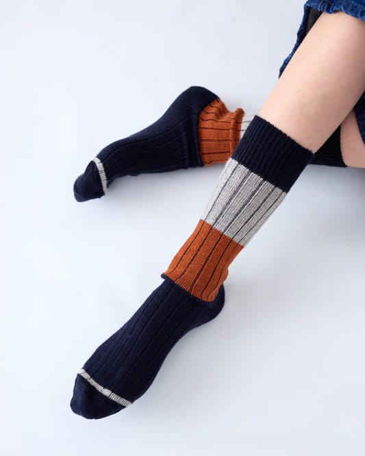 Tightology Chunky Rib Merino Wool Socks in Midnight