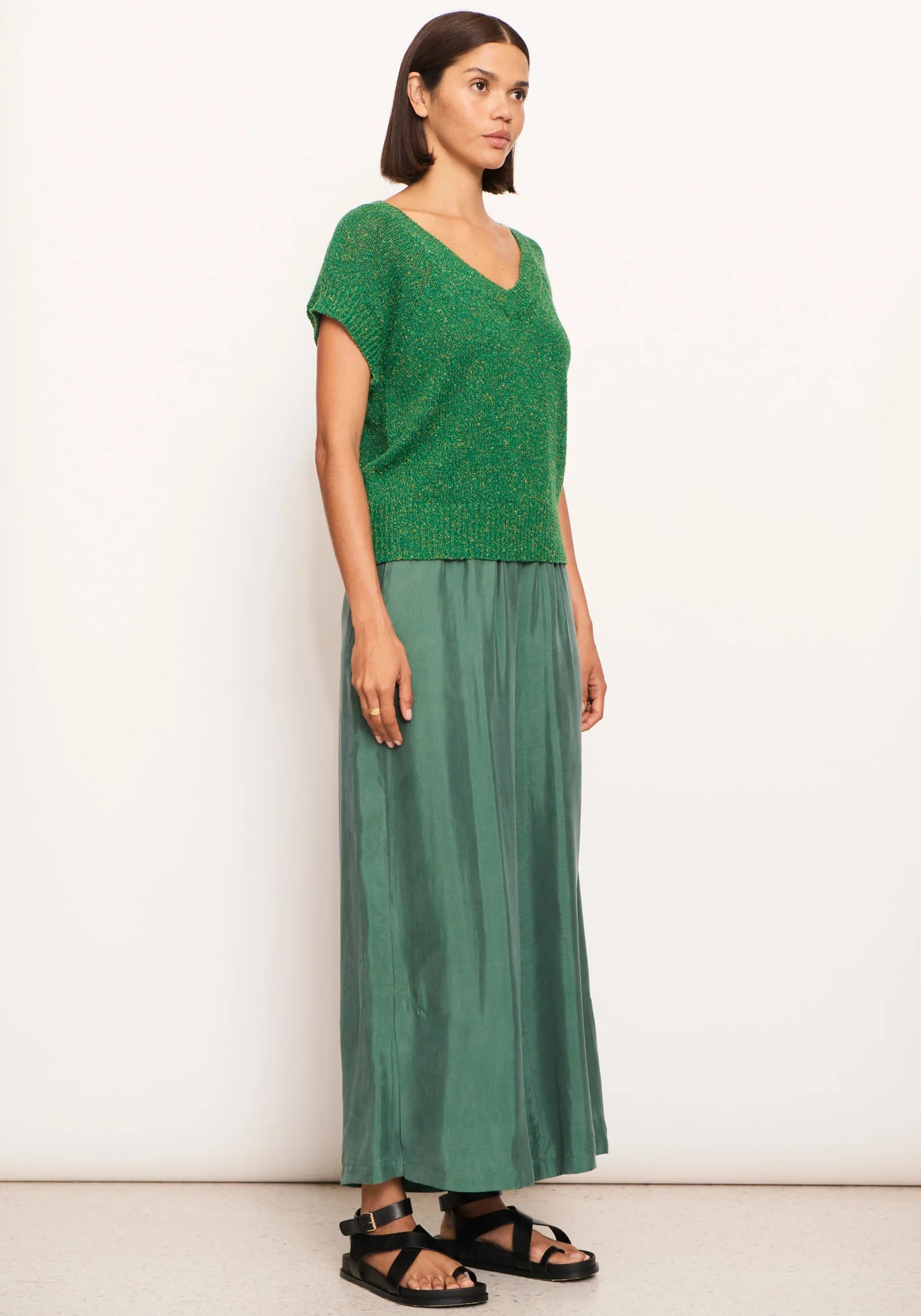 POL Clothing Rig Knit Top in Green