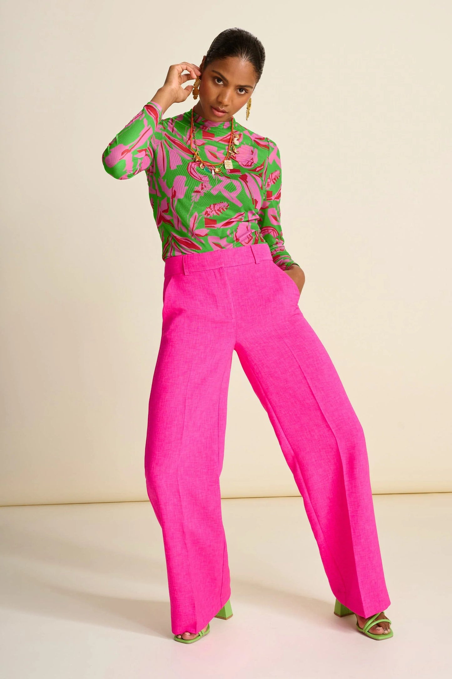 POM Amsterdam Wide Leg Pant in Pink Glow