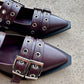 Alias Mae Zina Buckle Flats in Burgandy Leather