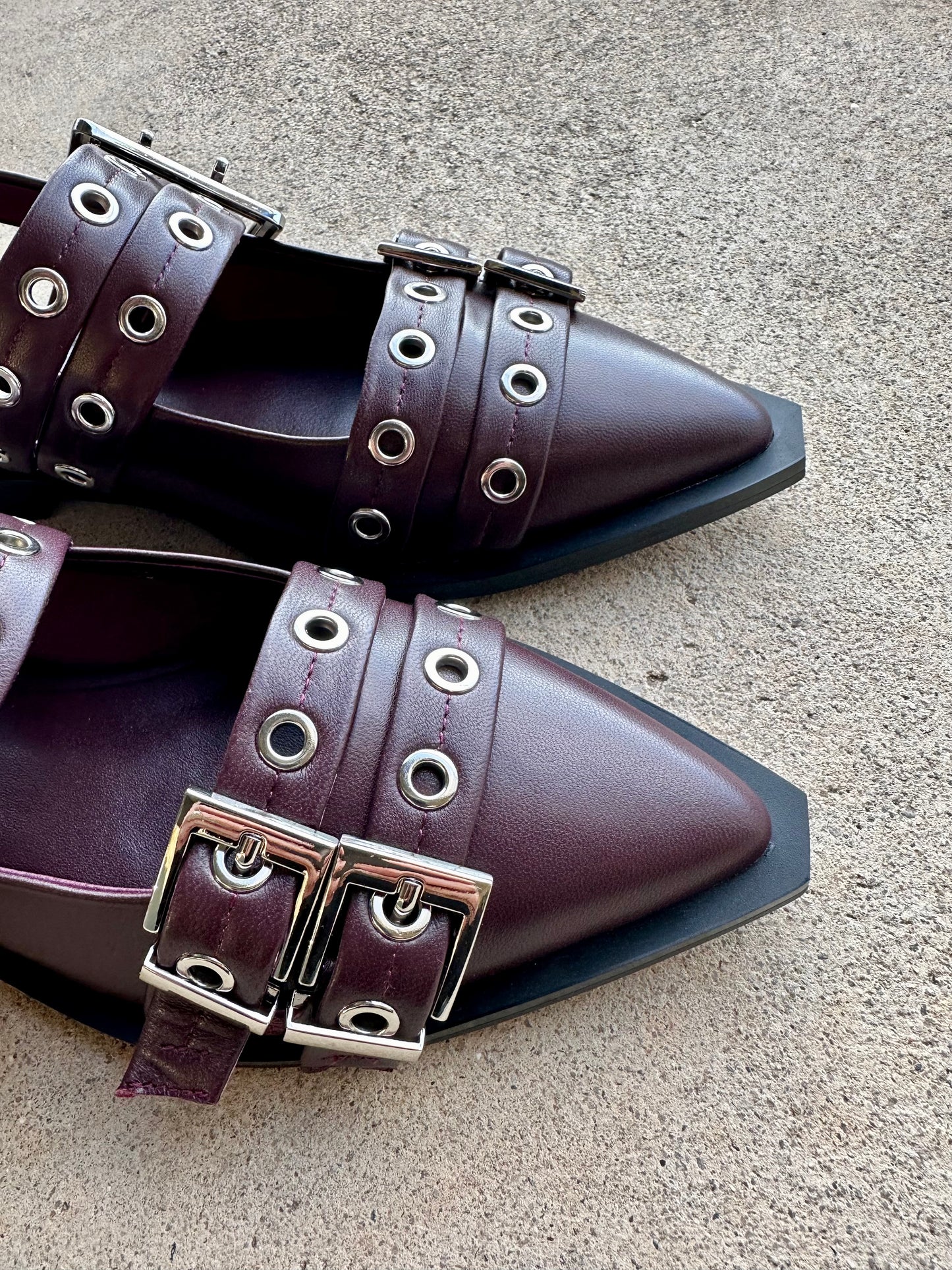 Alias Mae Zina Buckle Flats in Burgandy Leather