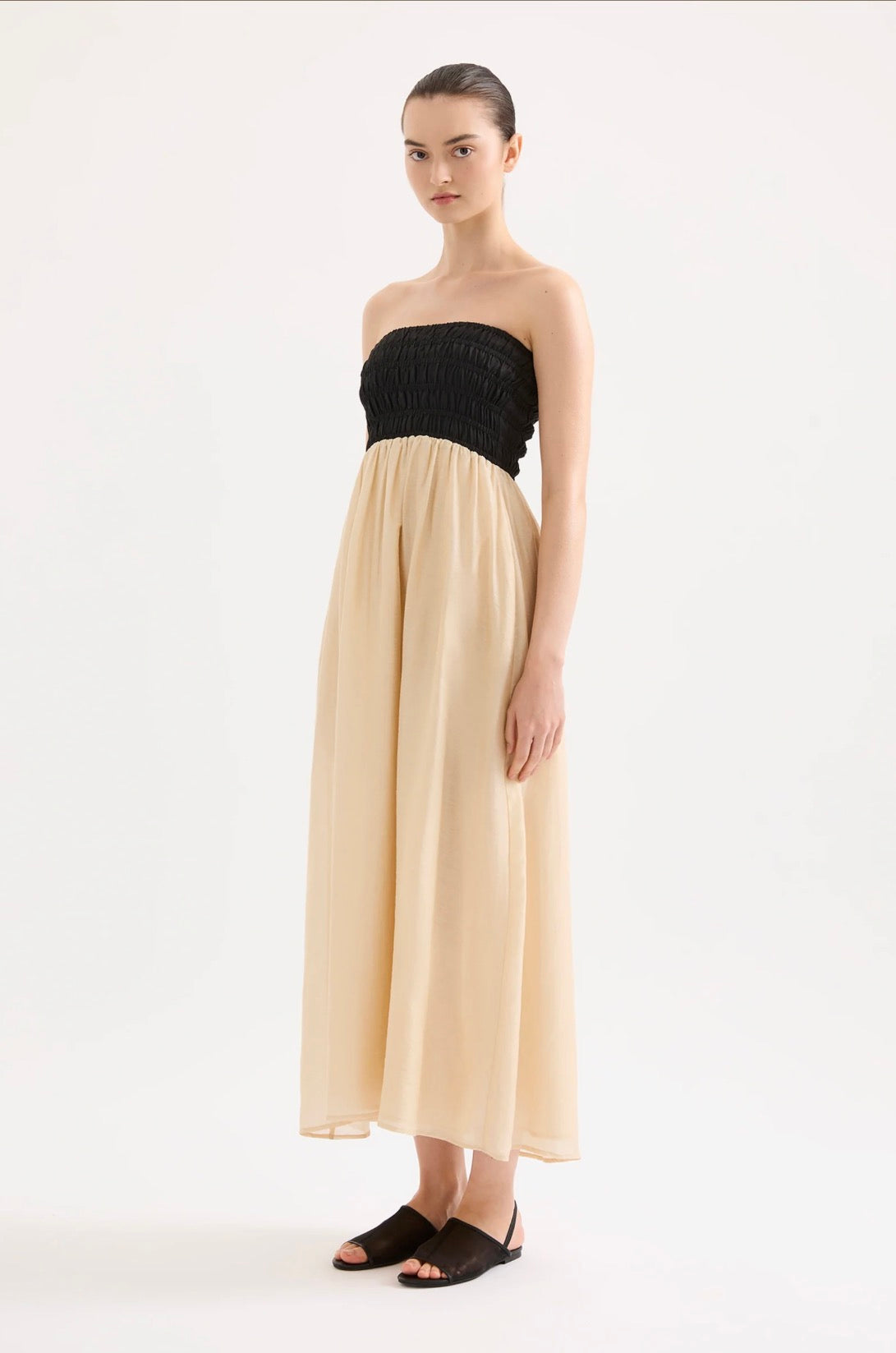 Nude Lucy Frances Shirred Maxi Dress