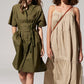 POL Toya Shirt Dress in Khaki