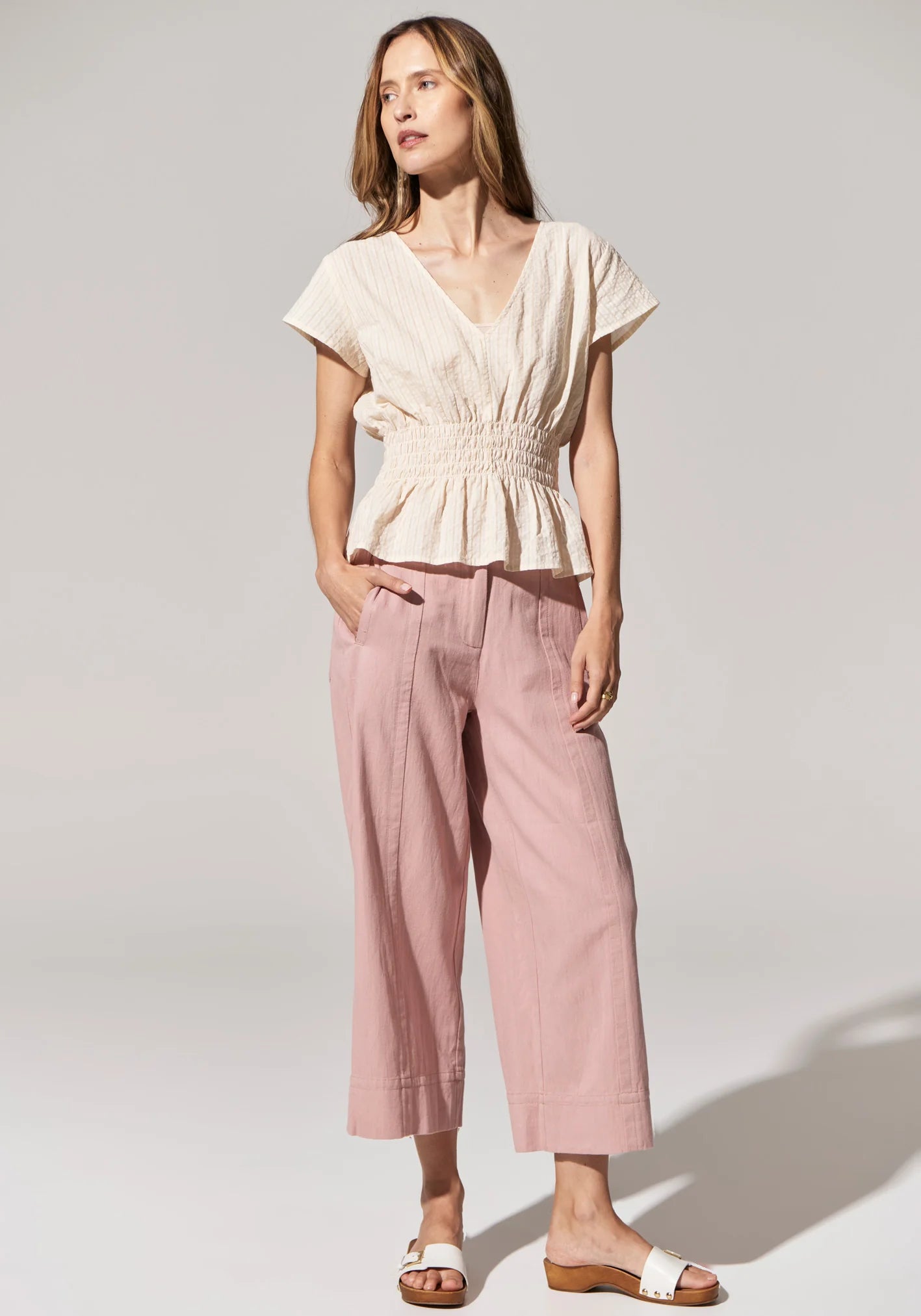 POL Miley Crop Pant in Rose