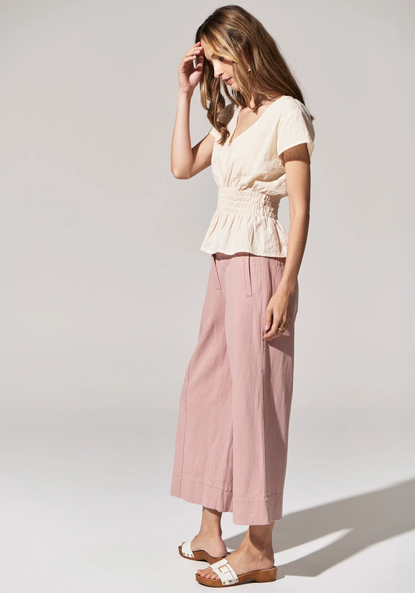 POL Miley Crop Pant in Rose