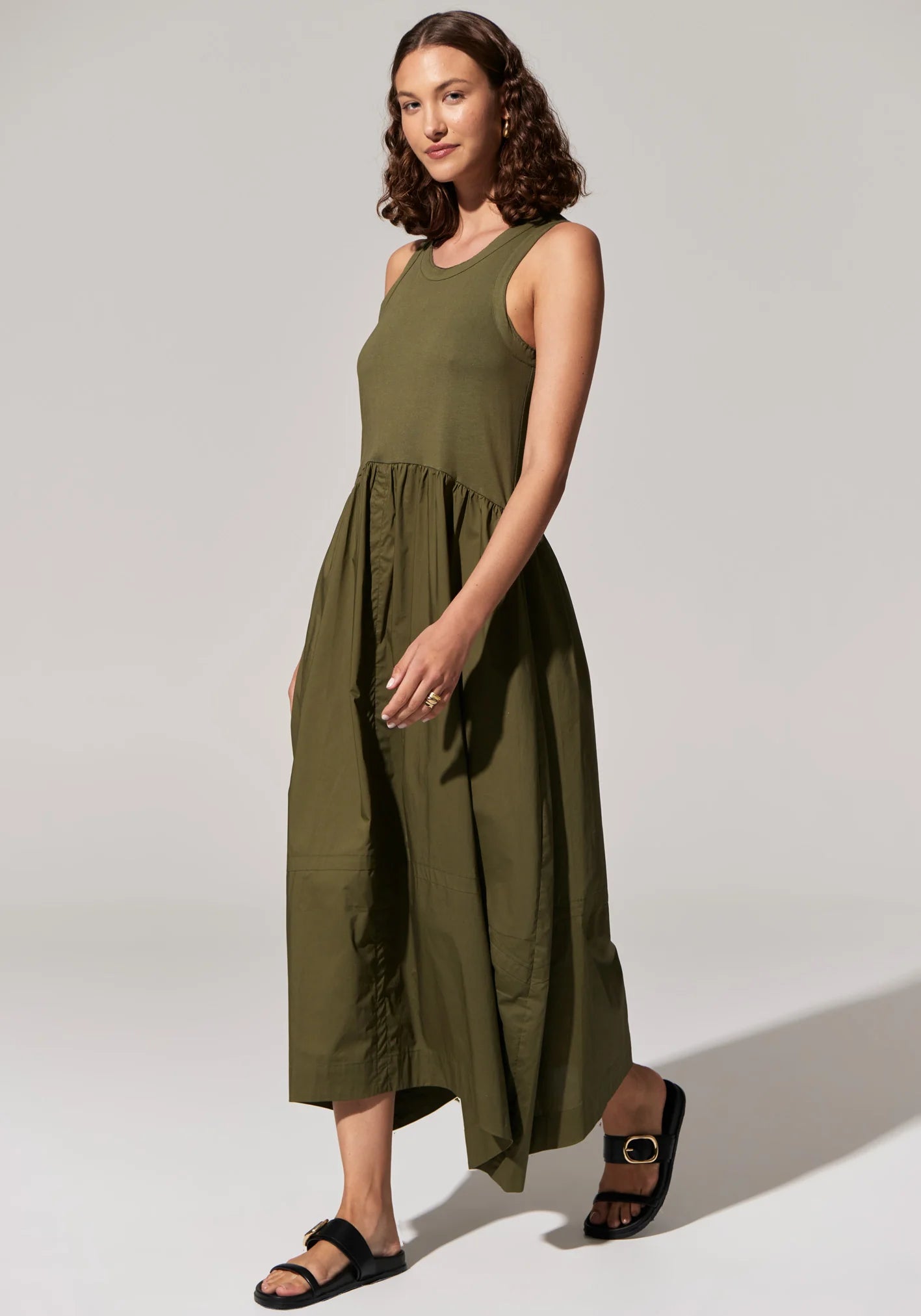 POL Toya Tank Dress in Khaki