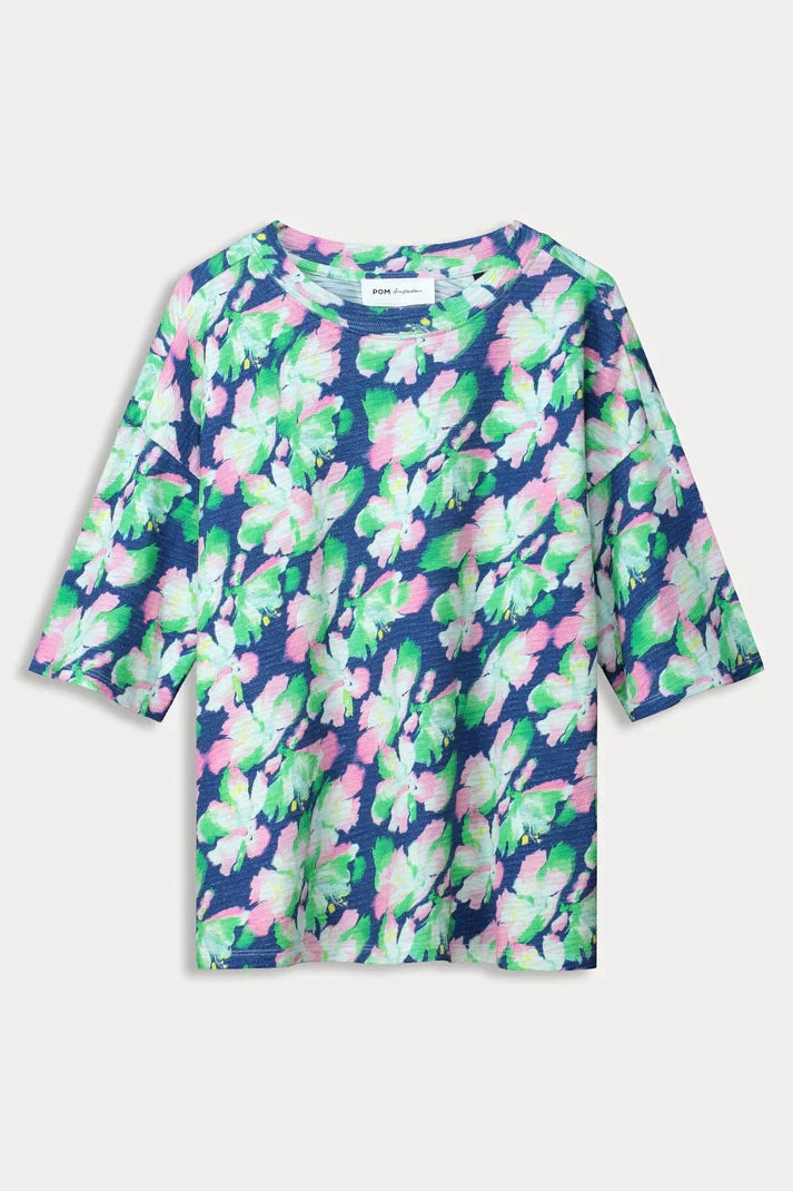 POM Amsterdam T-Shirt in Lilies Blue