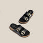 Yokono Oca Platform Sandal in Black Leather