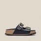 Yokono Oca Platform Sandal in Black Leather